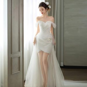 Guaina a trapezio alla moda <span class=keywords><strong>classica</strong></span> per <span class=keywords><strong>sposa</strong></span>, squisita e moderna, in Tulle, lunghi fino al pavimento, abiti da ballo corti - Product Image 6