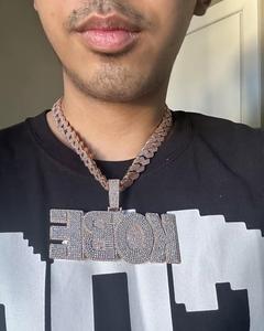 Lujo Hip Hop rapero estilo nombre diseño colgante sólido espalda plata oro rosa Moissanite encantos - Product Image 1