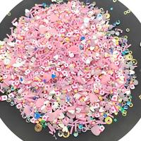 Nouveauté 2024 - Breloques en argile polymère de couleur rose fantaisie mélangée pour la création de bijoux DIY, la décoration de slime