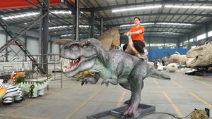 Dinosaure animatronique T-Rex de 5 m en métal, marchant et chevauchable, pour manèges d'amusement pour enfants en intérieur/extérieur, personnalisable pour aires de jeux, aéroports et centres commerciaux - Product Image 5