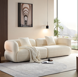 โซฟาแบบแยกส่วนสีขาว ผ้าทนทาน โครงไม้เนื้อแข็ง ฟิลเลอร์ฟองน้ำความหนาแน่นสูง - Product Image 2