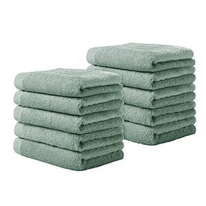 Ensemble de 10 serviettes de toilette pour bébé Yoofoss, luxueuses, solides, réutilisables, multi-usages, pour la salle de bain, le spa, la cuisine, vert - Product Image 1