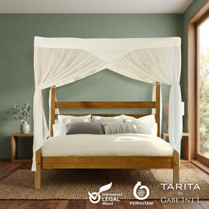 Four Poster <b>Bed</b> with Canopy Solid Teak Wood Contemporary Style - Product Image 3