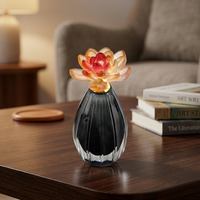 Flacon de parfum rond en verre ambré de luxe Crystal Coast 30 ml avec bouchon floral, col en métal, emballage cadeau personnalisé