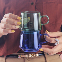Tasse empilable en verre borosilicate haute résistance, couleur personnalisable, pour la maison, le restaurant, le petit-déjeuner quotidien