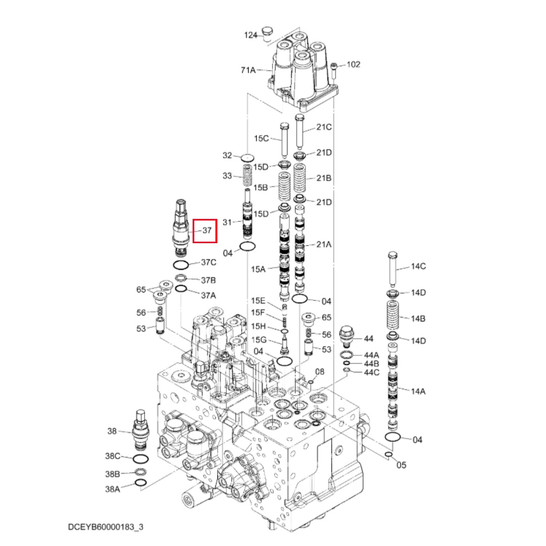 Original Excavator Main Control Valve Parts Relief Valve