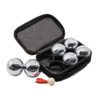 Jeu de boules de pétanque en métal chromé 6 pièces avec étui de transport à fermeture éclair pour sports de plein air sur pelouse