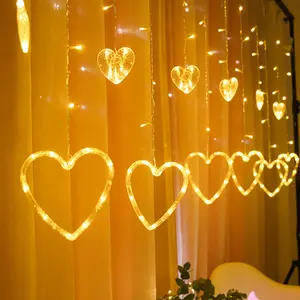 New 3.5 m long wholesale string valentine wedding decoration love night warm color heart shape led curtain light
