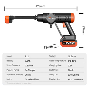 <span class=keywords><strong>Pistola</strong></span> Hidrolavadora <span class=keywords><strong>de</strong></span> Alta Presión Personalizada Sin Escobillas para Lavado <span class=keywords><strong>de</strong></span> Coches Inalámbrica con Batería <span class=keywords><strong>de</strong></span> 18.5V - Product Image 5