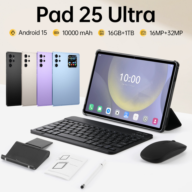 Pad 25 Ultra Smart Tablet 2026 Android 15 16GB 1TB 10.1 Inch 32MP 10 Core 5G OTG