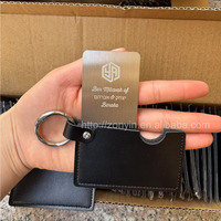Zonyin petit blanc Rectangle en cuir Pu porte-clés miroir personnalisé Logo privé Portable voyage maquillage main poche miroir pour sac