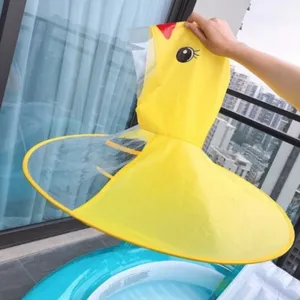 Hot Sale Little Yellow Duck Baby Raincoat UFO Umbrella Kids Raincoat Cute Cartoon Children Raincoat