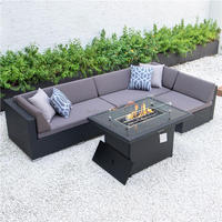 Fournisseur d'usine Ensembles de canapés de jardin extérieurs avec table de foyer Cadre en aluminium rotin PE en osier pour patio, parc, cour, ferme