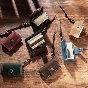 Traveler's Mini Handmade Cowhide Leather Travel Notebook-Promotional Modern Embossed Welcome <b>Gift</b> with Pendant Design - Product Image 1