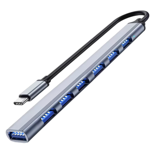 Hub Expansor de 7 Puertos Tipo C a USB 3.0 de Aluminio para MacBook, Laptop, PC, <span class=keywords><strong>Mac</strong></span> Pro, <span class=keywords><strong>Mac</strong></span> <span class=keywords><strong>Mini</strong></span>, iMac, Surface Pro - Product Image 1
