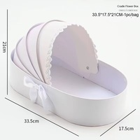 Boîte de rangement décorative portable en forme de berceau, avec ruban décoratif en dentelle, base ovale, pour arrangement floral, emballage cadeau utile