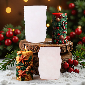 Nieuwe Ideeën Kerstkaarsvorm Voor Diy Elanden Kerstboomkaars Maken Wasvorm 3d Reliëf Cilindrische Epoxyhars Gietvormen - Product Image 3