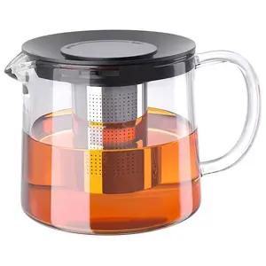 Brocca in vetro borosilicato diretto resistente al calore da 1000ml con teiera da tè in rete inossidabile caraffa per acqua