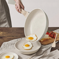Ensemble de 3 ustensiles de cuisine domestiques 20/24/28 cm, sains, compatibles induction, comprenant poêle à steak, wok, poêle à frire et casserole antiadhésive en granit