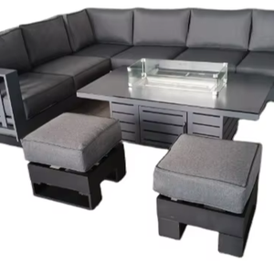 طقم أريكة من الراتان الصناعي مع موقد نار - أثاث حدائق خارجي، مجموعة جلوس مقاومة لجميع الظروف الجوية - Product Image 1