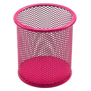 Porte-crayons et stylos en maille métallique, revêtement poudré, 9x10cm - Options noir/argent pour organisateur de bureau - Product Image 2