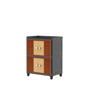 Modern Stackable <b>Plastic</b> Storage Cabinet 2 Tier Double Door Wardrobe <b>Organizer</b> (Twinbox Fit Style) - Product Image 3