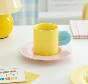 Juego de Taza y Platillo de Cerámica Color Macaron, Bonito y Moderno, Venta al por Mayor |   Regalo para Niños para Compras al por Mayor |   Taza de Té de la Tarde en Tonos Pastel - Product Image 5