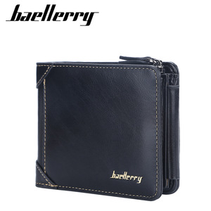 กระเป๋าสตางค์ผู้ชายแบบสั้น Baellerry ช่องใส่บัตรหลายช่อง ซิปแบบพับสามตอน กระเป๋าสตางค์แบบแนวนอน สีดำ สีน้ำตาลกาแฟ สีพื้น - Product Image 5