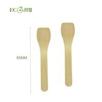 Vente en gros 95mm Mini cuillère en bambou écologique Cuillère à crème glacée jetable naturelle en bambou