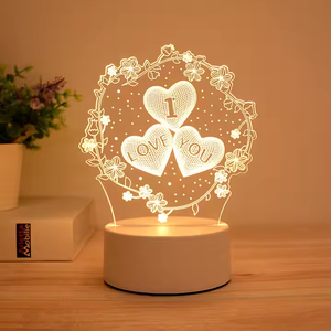 Yaratıcı 3D LED Sıcak Beyaz Akrilik USB Şarjlı Modern Yuvarlak Yüksek CRI 10 Gece Lambası Çocuk Odası Masaüstü Lambası - Product Image 5
