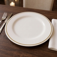 Vaisselle en mélamine de luxe personnalisée HCMA, réutilisable, bordure dorée, assiettes en plastique pour mariages, événements de restauration