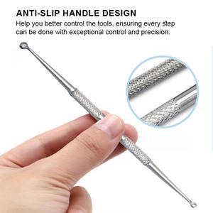 高品質のトラベルブラックヘッドリムーバーピンプルポッパーツールキット金属ケース付きジットブレミッシュエクストラクター用5ピースアクネニードルセット - Product Image 3