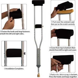 Blue Sequence Cane Handle <b>Pad</b> 20x5.5cm Anti Slip Underarm Support For <b>Walking</b> Aid Black - Product Image 3