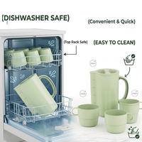 Pichet en plastique portable 800 ml, ensemble de pichets à boisson avec 4 tasses de 7 oz, ensemble de pichets à eau pour pique-niques, camping, voyages