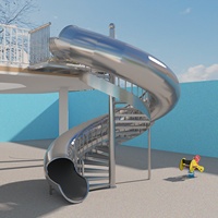 Escaliers en colimaçon extérieurs pour petits espaces, glissière en acier inoxydable 304 pour escaliers et pièces d'escalier, glissière d'escalier extérieure préfabriquée pour enfants