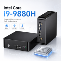 Mini PC Intel Core I9-9880H 8 cœurs 16 threads avec graphismes UHD 630, 2 x HDMI et 1 x DisplayPort, mini ordinateur pour usage bureautique