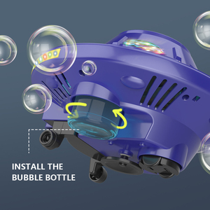 Machine à bulles UFO rotative à 360 degrés unique pour enfants avec lumières LED clignotantes et musique Souffleur de bulles automatique Jouet de fête - Product Image 4