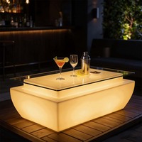 Table lumineuse à LED RGB 16 couleurs, éclairage réglable, table lumineuse pour intérieur/extérieur, fête, hôtel, bar, salon, décoration