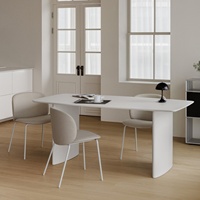 Ensemble table et chaises de salle à manger moderne en pierre, extensible et pliable, résistant à la chaleur et aux rayures, design compact pour petites écoles et hôtels