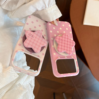 Coques de téléphone portable en film avec support magnétique à pois roses et motifs étoiles pour 17/17 Pro Max/16/15/13