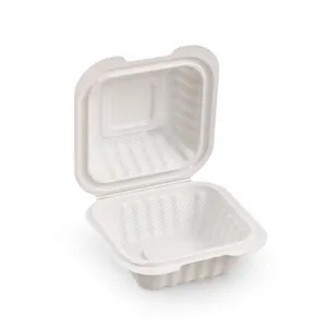 Tek kullanımlık sağlam termoform kapaklı kutulara gitmek için gıda paketi 1 bölme beyaz Mineral MFPP menteşeli kapları çıkar