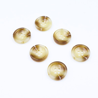 Kancing Resin Bulat 4 Lubang Warna Khaki dengan Urat Putih, Polesan Klasik untuk Jas, Kemeja, Kardigan, Mantel