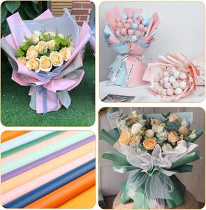 Kertas pembungkus bunga warna ganda tahan air lembar kemasan bunga kemasan buket bunga untuk Festival pernikahan Hari Ibu - Product Image 6