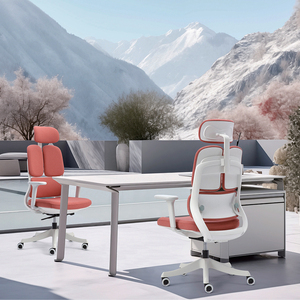Chaise de <span class=keywords><strong>bureau</strong></span> ergonomique en maille avec appui-tête fixe, dossier segmenté, coussin d'assise rembourré, support lombaire, siège rotatif, hauteur réglable - Product Image 2