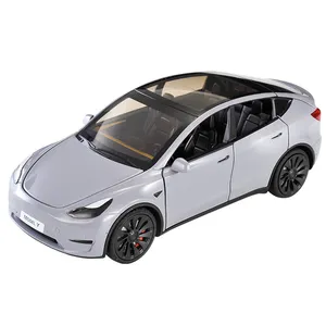 Wholesale 1/24 tesla model Y metal diecast pull back with light and music Tesla model y electric car