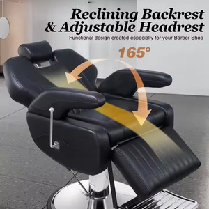 Silla de Barbero Negra Clásica Moderna y Sencilla, Bomba Hidráulica, Silla de Peluquería Reclinable de Lujo, Venta al por Mayor <span class=keywords><strong>para</strong></span> Barberías, Duradera - Product Image 4