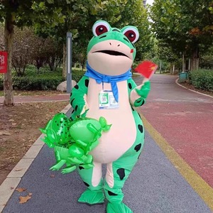 Setelan kartun Yante kustom kostum katak tiup lucu maskot kodok dewasa untuk pesta kios Jalan & bahan poliester Cosplay - Product Image 6