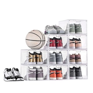 MU Boîte à chaussures transparente en acrylique Boîte de rangement pour chaussures Boîte de rangement magnétique anti-poussière pour économiser de l'espace sur la face avant Boîte ouverte - Product Image 5