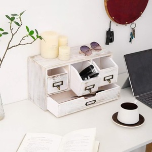 Wooden Desktop <b>Storage</b> <b>Box</b> Rectangle Office Organizer With <b>Drawers</b> For Desk Tidy Big Capacity - Product Image 1