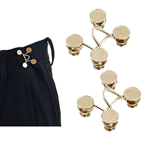 Quần jean có thể điều chỉnh may thắt lưng quần áo nút có thể tháo rời phổ cố định nút móc với lưới trang trí thanh móc lớn - Product Image 1